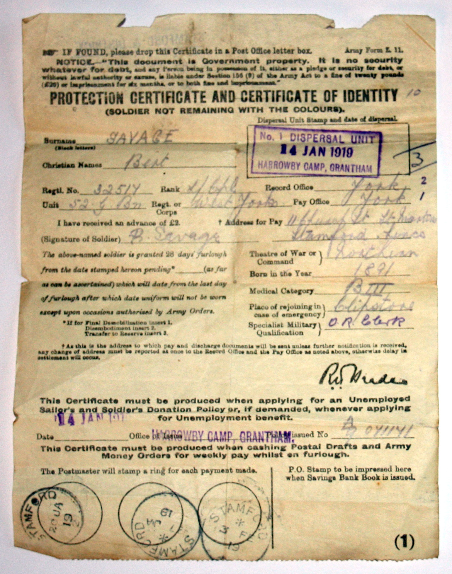 bert savage - id and protection certificate on leave.jpg
